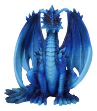 Ancient Guardian Blue Water Elemental and Ice Frozen Azure Dragon Figurine picture