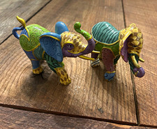 Lot of 2 Hamilton Collection Keith Mallett Triumphant Tapestry Elephant Figurine picture