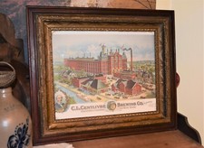 C.L. Centlivre Brewing Company Litho Reproduction in Atq Wavy Glass Gesso Frame picture
