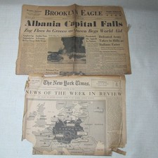 BROOKLYN EAGLE APRIL 1939 & PART OF THE NEW YORK TIMES OCTOBER 8 1939 EARLY WWII picture