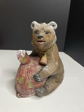 G. DeBrekht Masterpiece Collection Hand Carved Wood Grizzly Bear Christmas picture