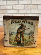 SCARCE Vintage Red Wing Cigar Tin Can Paper Label Litho Ohio picture