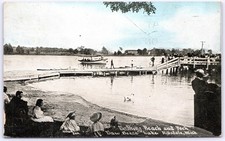 Postcard MI Hillsdale Michigan Bathing Beach And Dock Baw Beese Lake ca1911 D116 picture