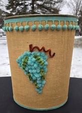 SO 70s Vtg 13 In Trash Bin  JV Reed & Co. Oval Grapes Dingle Balls retro MCM  picture