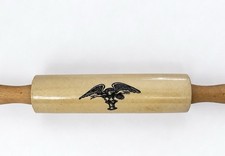 Antique Pharmacy Advertising Stoneware Rolling Pin Eagle Mortar Pestle c1900 picture