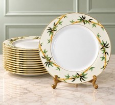 Kent China Japan 1950s Set Of 12 Dinner Plates Bali Hai Bamboo Gold, 10.5