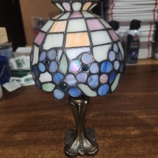 PartyLite Hydrangea Fairy Lamp Stained Glass Tiffany Style Candle Holder 10.25” picture