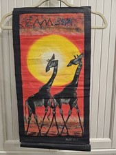 Vintage Batik African Zambia Textile Hand Painted Wall Art picture