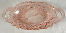 Pink Sweet Pear Oval Dish Two Handle Indiana Glass Avocado Bowl Pickle Relish picture