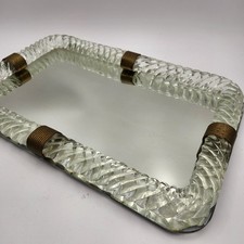 VTG Barovier Toso Murano Twisted Glass Vanity Tray Mirror Brass Accents Italy picture