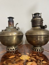 2 Victorian ROYAL Brass Oil Lamp  Burner &Tanks c1890s picture