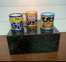 Talavera Mexican Pottery  - Coffee Mug/Cup - Hand Painted Set Of 3 - Signed picture