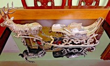 Silver Plated Reindeer And Sleigh Candy Dish 22in-New-Very Heavy picture