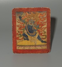 Tibet 18th Century Old Antique Buddhist Tsaklis Thangka Vajrapani Chakna Dorje picture