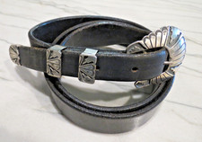 Vintage Sterling Silver Navajo Randy Shorty Sunburst Design Belt Buckle Set picture