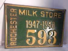 antique metal sign-rochester Milk Store 1947-1948 593 6
