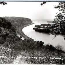 c1950s Savanna, IL Mississippi Palisades State Park River View RPPC Postcard picture