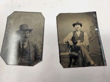 2 Antique American PHOTO TINTYPES Western Frontier Cowboy picture
