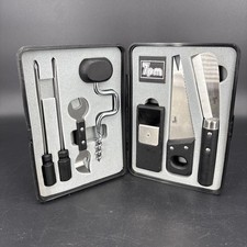 Vintage Kai Cut 7pm Snack & Bar Tools 7 Pc Set Stainless W/ Travel Case Japan picture