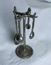 TW Pewter Co Vineyard Measuring Spoon Set Pewter With Stand BeautifulVINTAGE picture