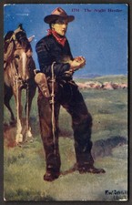 Artist SIGNED Postcard 1907 Cowboy Night Herder Horse picture