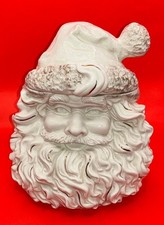 Vintage Lefton White And Gold Santa Claus Face Christmas Cookie Jar picture