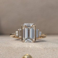 Finish4.50 Ct Emerald Cut Diamond Ring Women Luxury Yellow Gold Finish picture