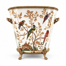 Louis XV French Chinoiserie Porcelain Cachepot with Bronze Ormolu 9