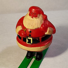 Vintage 1950s Rosbro Hard Plastic Santa Claus on Green Skis Christmas Candy picture