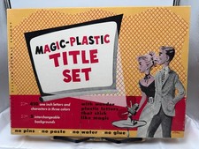 Vintage Magic-Plastic Title Set w/ 19 Backgrounds Sign Letter Kit Mid Century picture