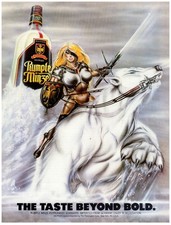 PRINT AD 1986 Rumple Minze Sexy Nordic Valkyrie On Polar Bear 80's Fantasy Art picture