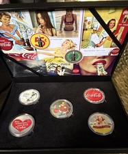 Coca Cola 5 Silver Plated 1oz Copper Nickel Round Coin Collectible Tokens W/COA picture