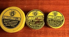 Vintage Swartchild and Company Watchmakers Tin containers 3 pc Size lot picture