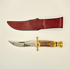 Vintage 1990 Case XX Kodiak Hunter Fixed Blade Stag Knife & Tooled Sheath 51116 picture
