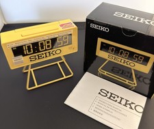 Seiko Sports Yellow Digital Dial Rectangle Alarm Clock QHL062Y NEW QHL062Y picture