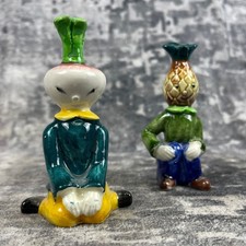 Vtg Japan Anthropomorphic Turnip & Pineapple Salt & Pepper Shakers 50s Kitsch picture