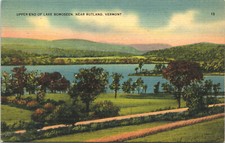 Rutland VT, Aerial View Of Lake Bomoseen, Vermont  VT Vintage Linen Postcard picture