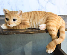 Lifelike Perching Orange Tabby Cat Shelf Sitter Statue 13.25