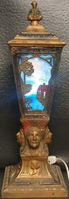 Antique Art Deco Slab Glass American Indian Chief Portrait Table Lamp picture