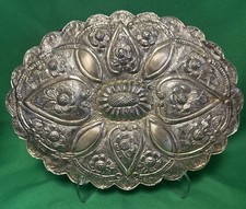 Vintage Turkish .900 Silver Repousse Wedding Mirror Wall Hanging Ornate TFK Mark picture