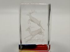 3D Laser Etched Stag Deer Buck Glass Paperweight Rainbow 1.75 Inches Hunting picture