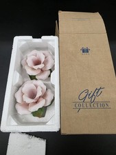 Beautiful Delicate Pink Rose Capodimonte Style Porcelain Candlestick Holder Avon picture