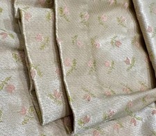 Vtg Beige Drapery/PatchWork Material,fabric,pink Tulip Flowers CottageCore Grany picture