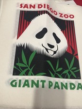 RARE 16x18” Vintage San Diego Zoo Giant Panda poster print felt vtg 1980s picture