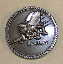 Seabee Construction Battalion Rates CB Antique Silver Finish Navy Challenge Coin picture