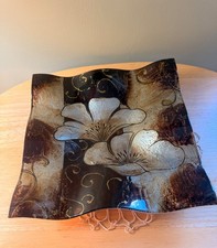 Decorative Square Glass Plate with Floral Design picture
