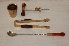Vintage Glo Hill MCM Bar Tool Set Amber Lucite Handles – Set of 4 Tools picture