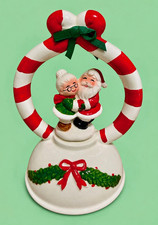 Vintage George Good Santa & Mrs. Claus Musical Candy Cane Figurine picture