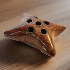 Studio Art Pottery Flower Frog Pillow Vase Earthy Brown Glaze 6 Hole Unsigned 3