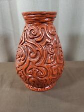 Vintage Haeger Pottery MCM Red Embossed Pattern Vase #4080 picture